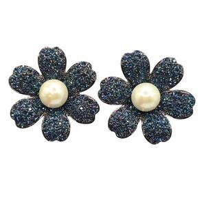 Earrings Joan Boyce Daisy Floral Motif Pave Clustered Crystal Clip On SK3183